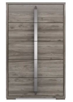 Chest of Drawers Evelyn Grey Gloss Modern Italian Tallboy Chest Of Drawers