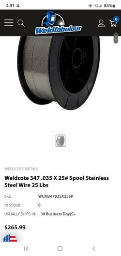 Mig welding spool New Stainless steel