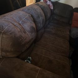 Great Brown Couch With Slightly Used Pull Out Mattress 