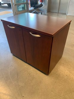 Cherry Wood 2-Door Office Storage Cabinet