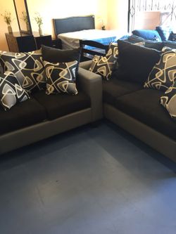 Black and gray sofa and love seats $450