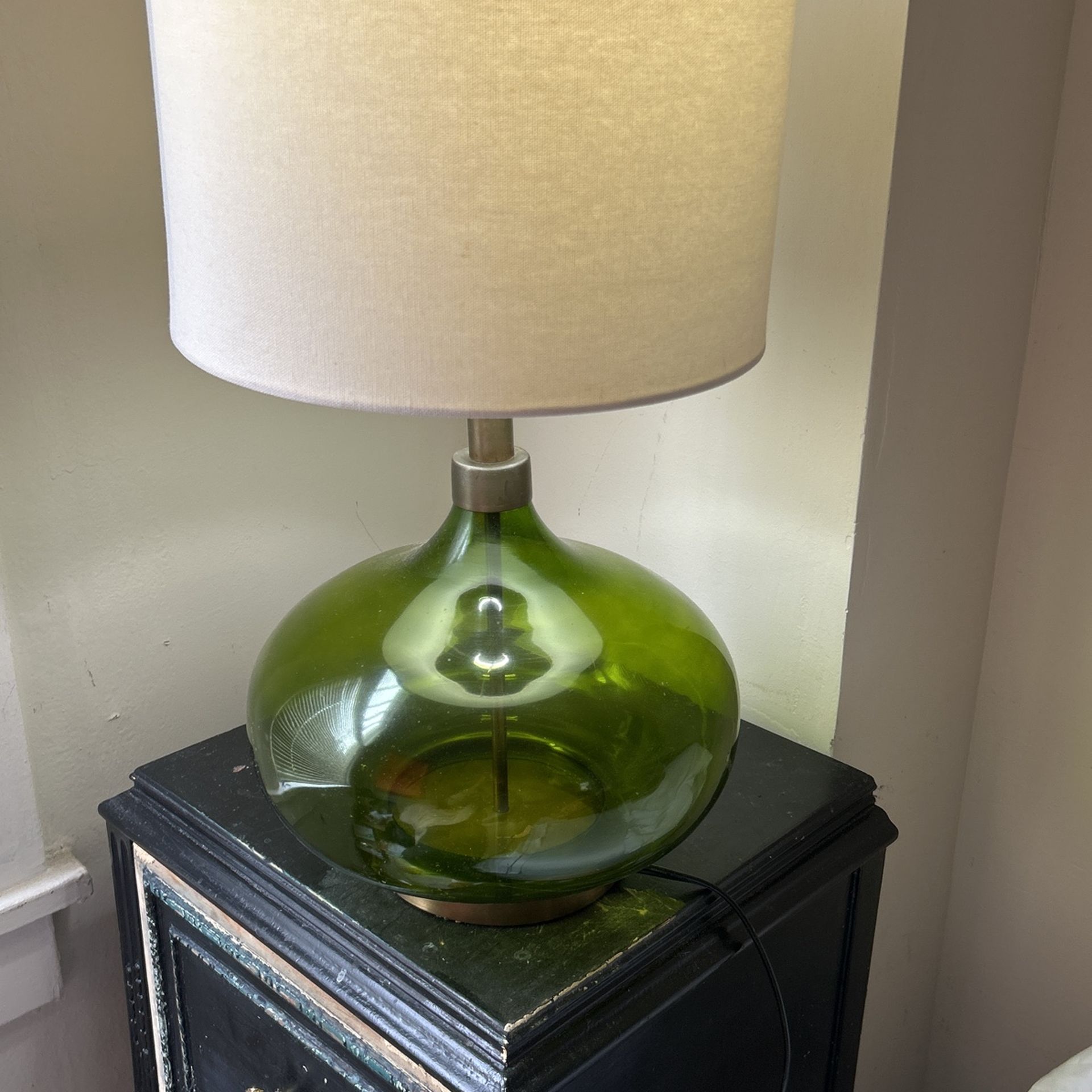 World Market Green Glass MCM lamp And Shade