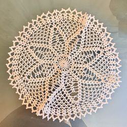 13 1/2” Crocheted Ivory Cotton Doily #010722F