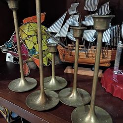 Vintage Solid Brass Candlestick Holders
