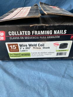 Grip Rite Coil Siding Fence Nails 2" x 0.092" Galvanized Ring Shank 15° 3000 Pcs