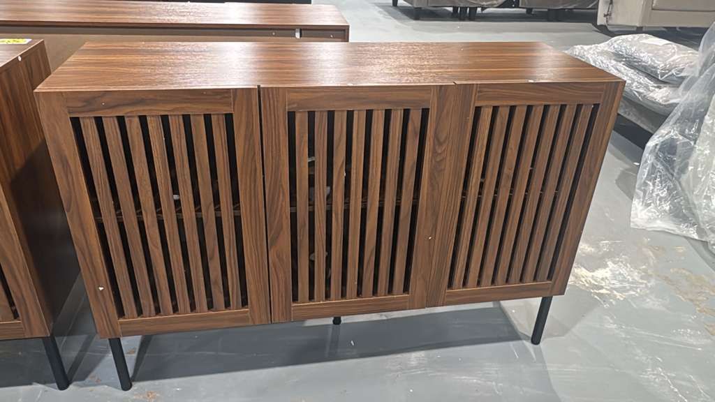 M-Buffet Cabinet, Modern Credenza Storage Cabinet with Adjustable Shelves and Metal Base, 47 Inch Wood Multifunctional Console Table for Kitchen, Livi