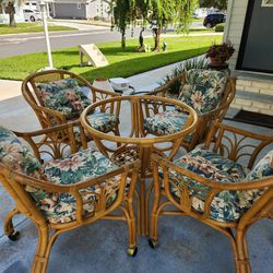 Bamboo Patio Table And Chairs Set