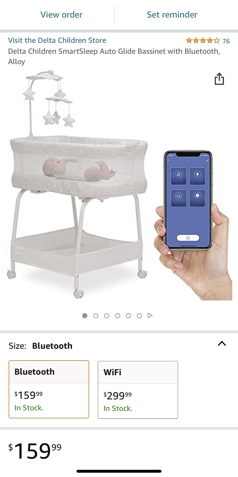 Delta Children Auto Glide Bassinet with Bluetooth for Sale in