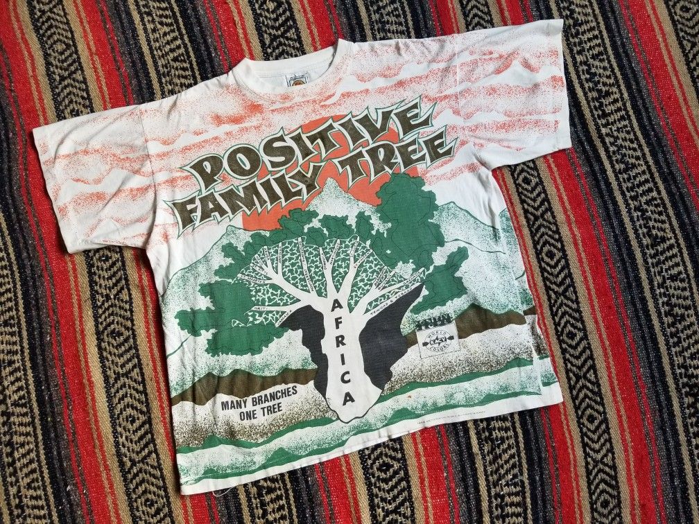 Vintage Afro Centric Positive Family Tee T-Shirt 1990s 90s Black Power