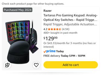 Razer Tartarus Professionally Gaming Keypad Macro Pad