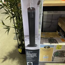 40 in. 4 Speed Digital Oscillating Tower Fan with Remote Control in Black