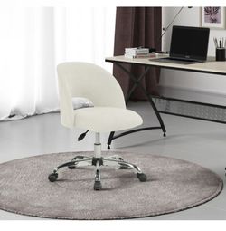 Mainstays Fabric Upholstered Open Back Office Chair, Textured Curl Fabric, Wheeled, Vanilla Color