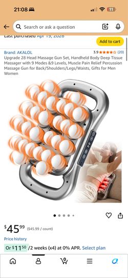 New Upgrade 28 Head Massage Gun Set, Handheld Body Deep Tissue Massager with 9 Modes &9 Levels, Muscle Pain Relief Percussion Massage Gun for Back/Sho