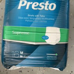  Presto Adult Brief Diapers Tabbed 16 A Bag Medium 