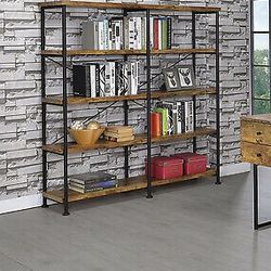 Analiese Wood And Metal Industrial 4-Shelf Open Bookcase Antique Nutmeg 801543