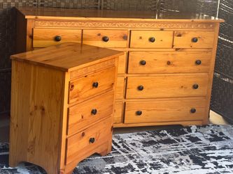 Rustic pine oak 8drawers & 3 drawers end table