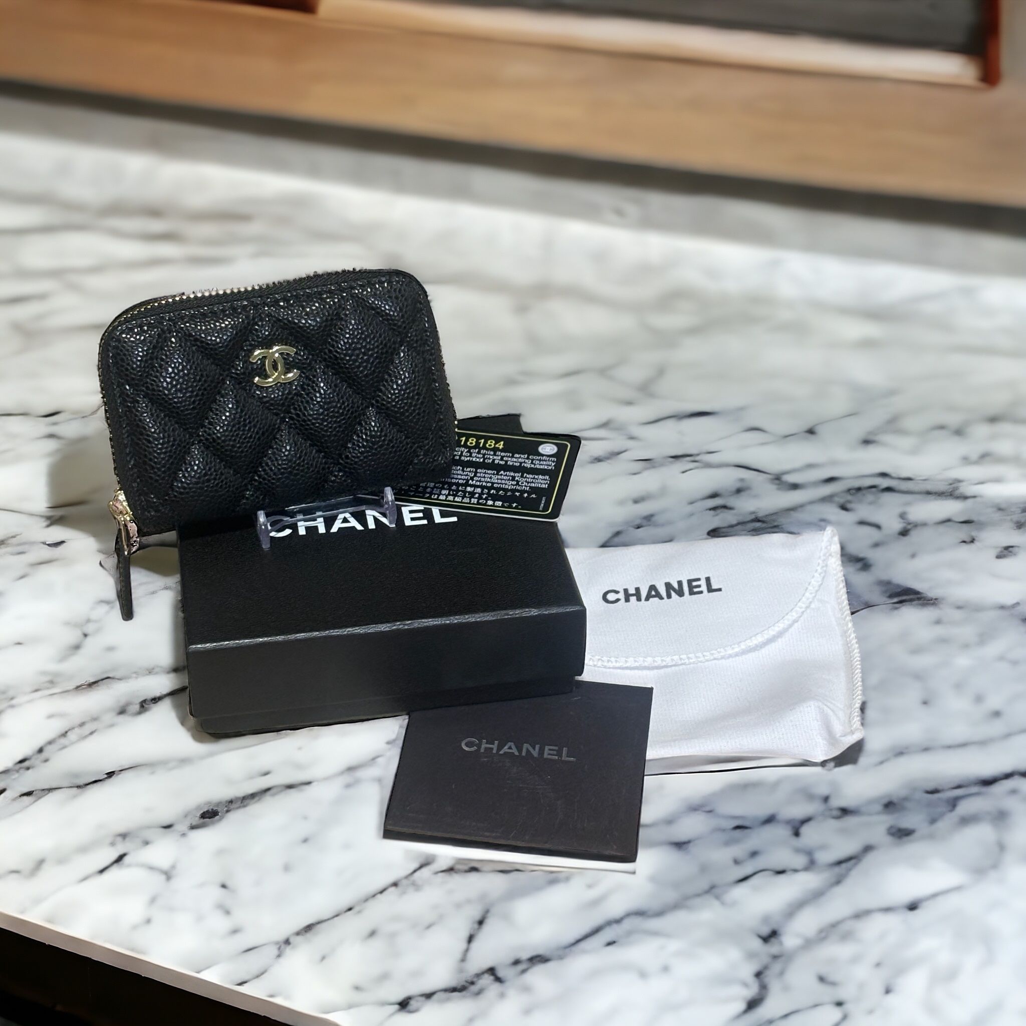 Chanel Black Caviar Classic Coin Zippy