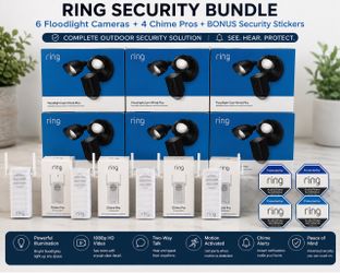 Ring Security Bundle – 6 Floodlight Cams + 4 Chime Pros + Extras