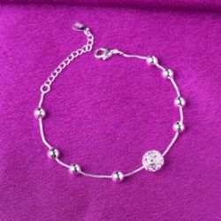 NEW 925 Sterling Silver Simple Bead Bracelet