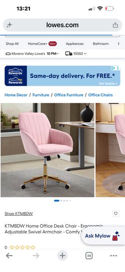 Velvet Pink Vanity Desk Chair with Wheels and Ergonomic Backrest