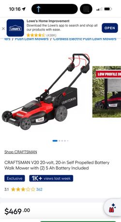 Craftsman v20 self propelled lawn mower