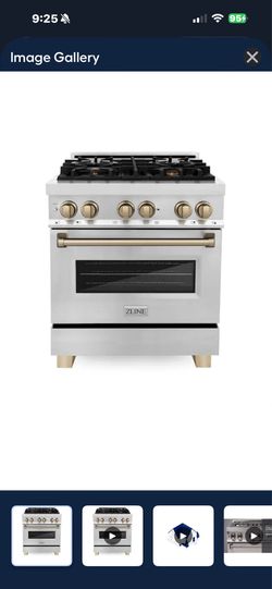 NEW ZLINE 30” DUAL FUEL. Autograph edition, champagne, bronze knocks, and handles CONVECTION RANGE WITH A 3 YEAR EXTENDED WARRANTY FULLY TRANSFERABLE 