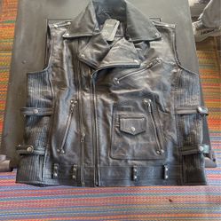 Leather Motorcycle Vest Cut