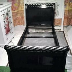 Twin Bed Frame Colors Black And Silver Princess Style Has Been Refurbished 