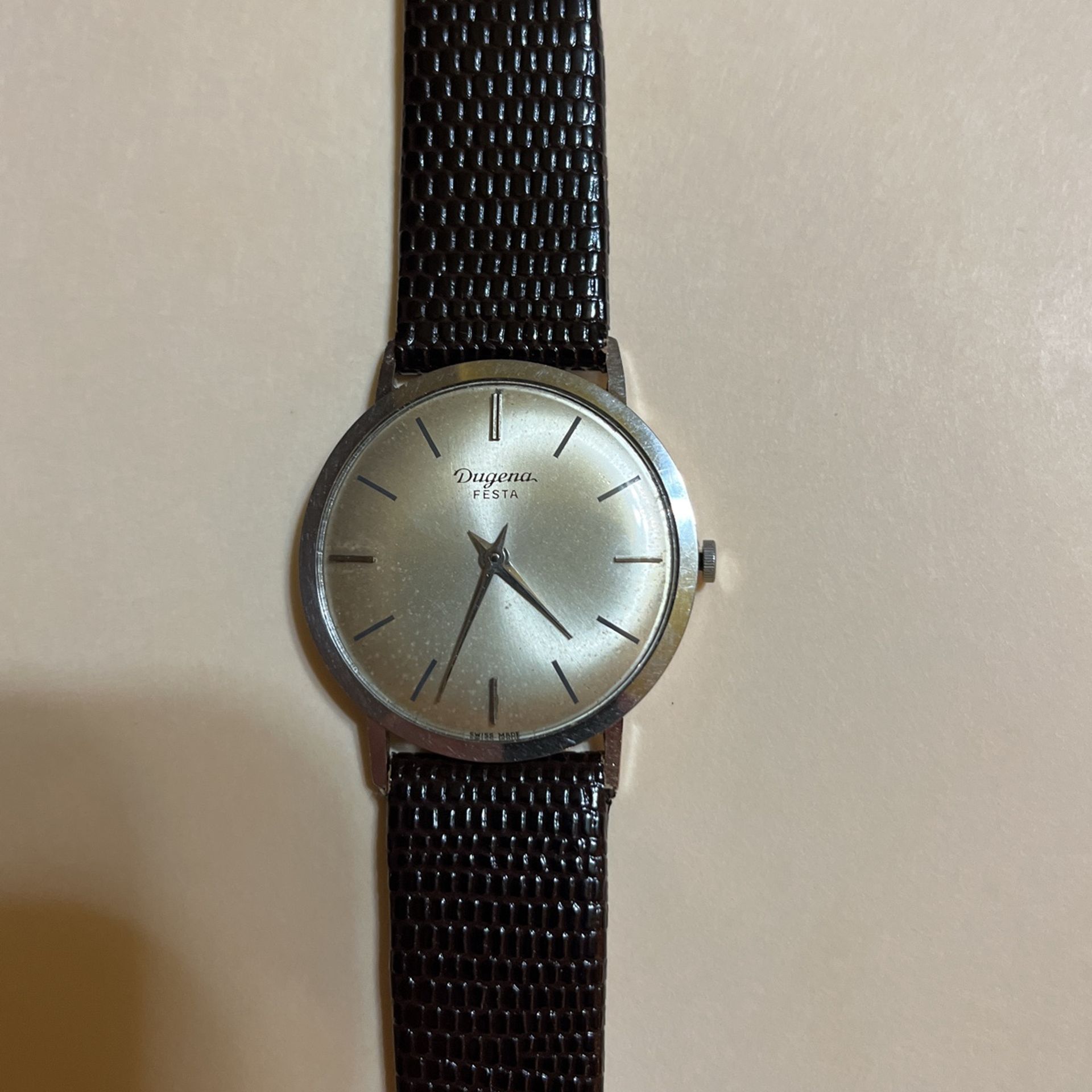 Dugena Festa Very Thin 55 Mm New Strap Nice Running Dress Watch