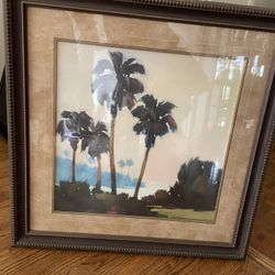 Framed In Glass Art Work Of Palms