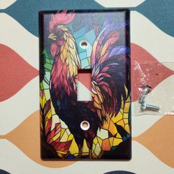 Stained Glass Design Rooster Light Switch Cover Plate For Home Decor Kitchen Decor 
