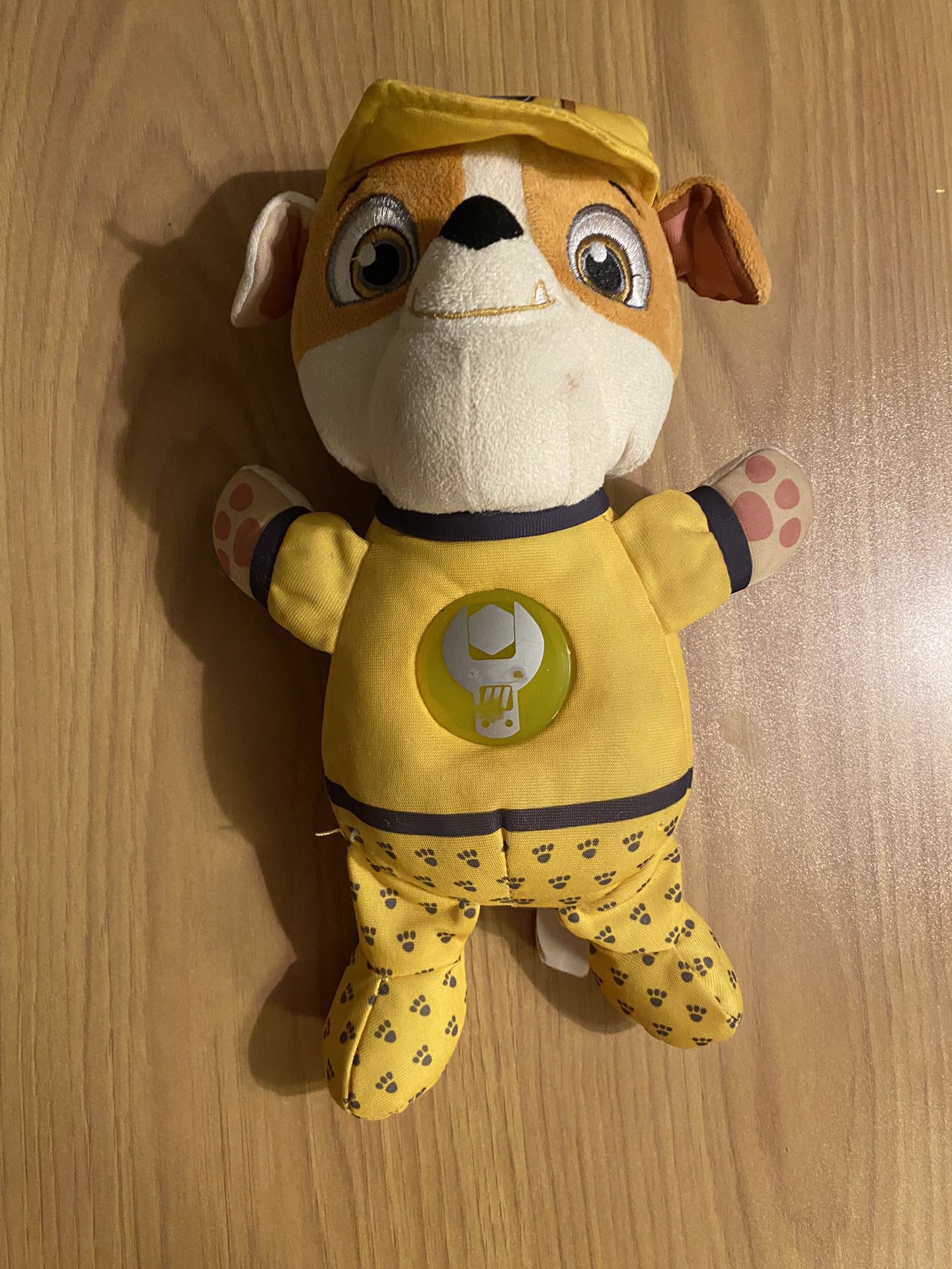 Paw Patrol Rubble Snuggle Up Pup Musical Light Up 12" Bedtime Stuffed Plush Work