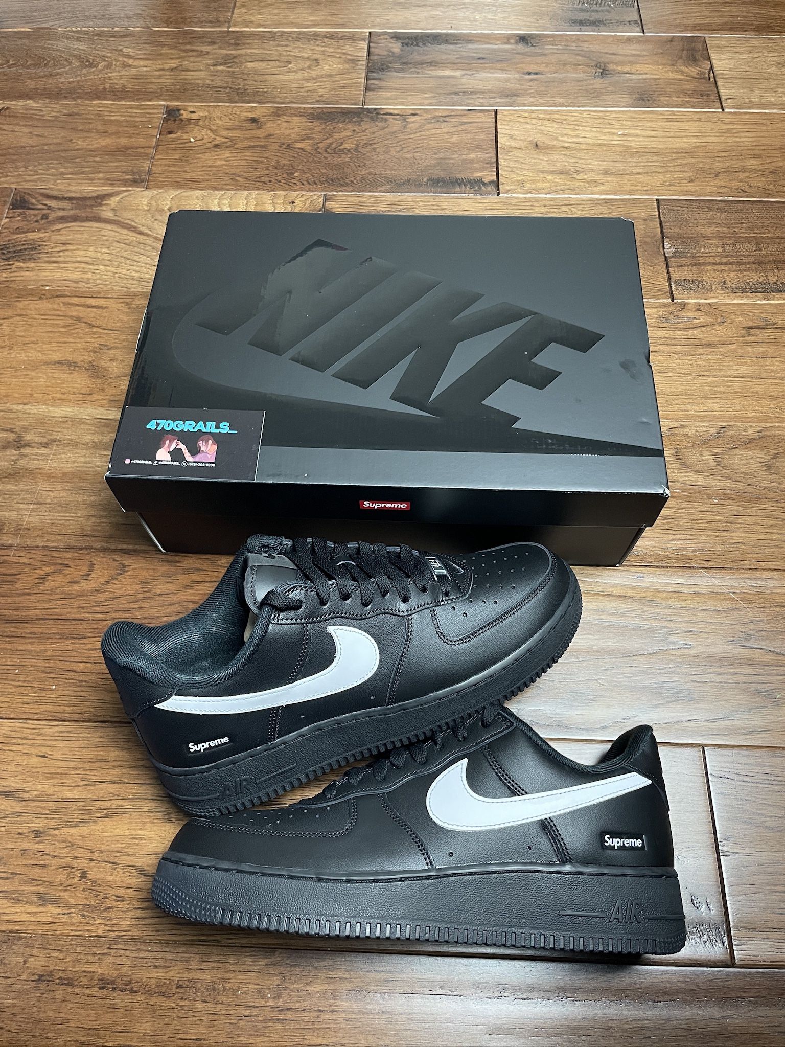 9M- Nike Supreme Air Force 1 Black White