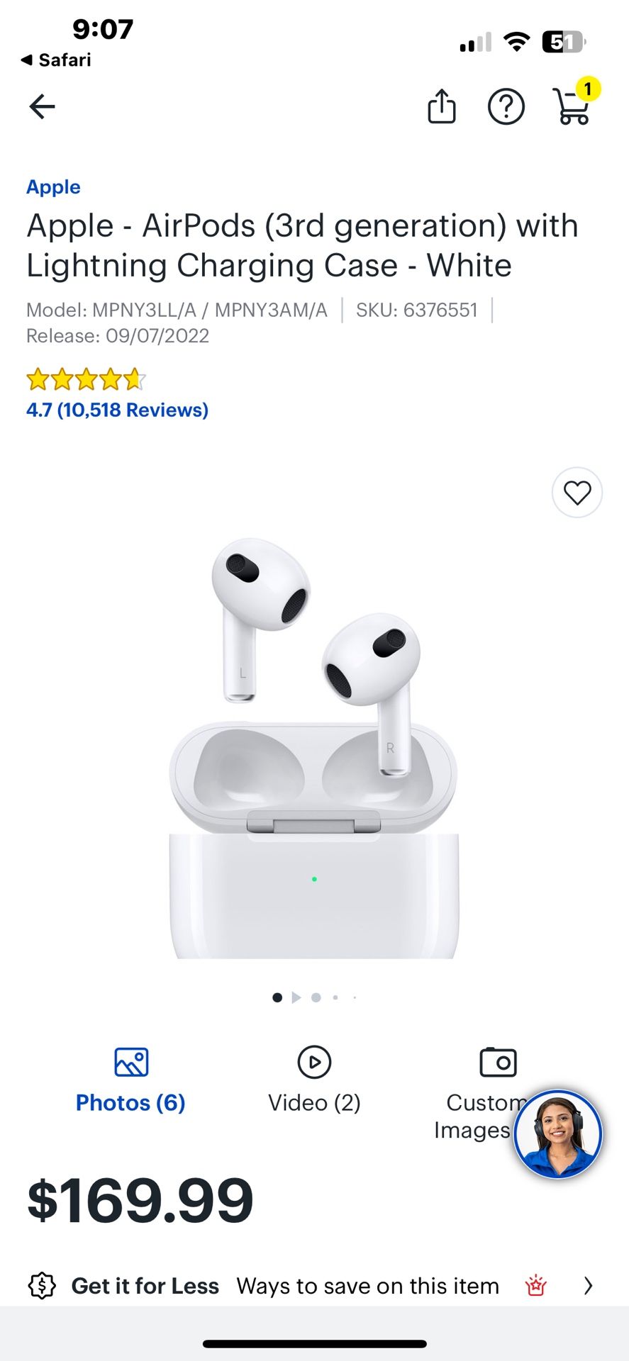 Apple - AirPods (3rd generation) with Lightning Charging Case - White
