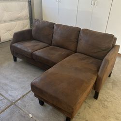 Brown Faux Leather Sofa