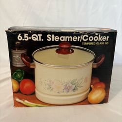 Vintage 6.5 QT Enamel Steamer Pot Cooker Set - New in Box (NIB)