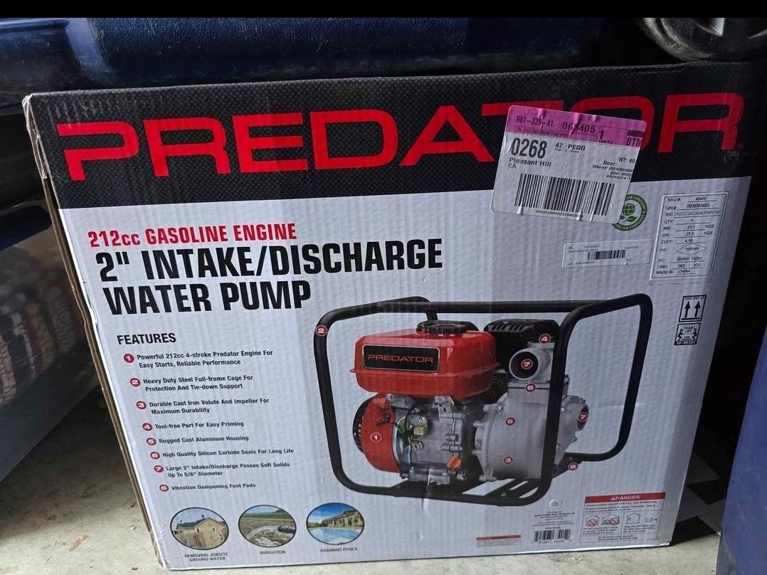 BRAND NEW Predator 212cc Water Pump - Never Opened!