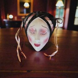 About Face Clay Art Mask Woman Shut Eyes Head Scarf Wrap Sleeping San Francisco