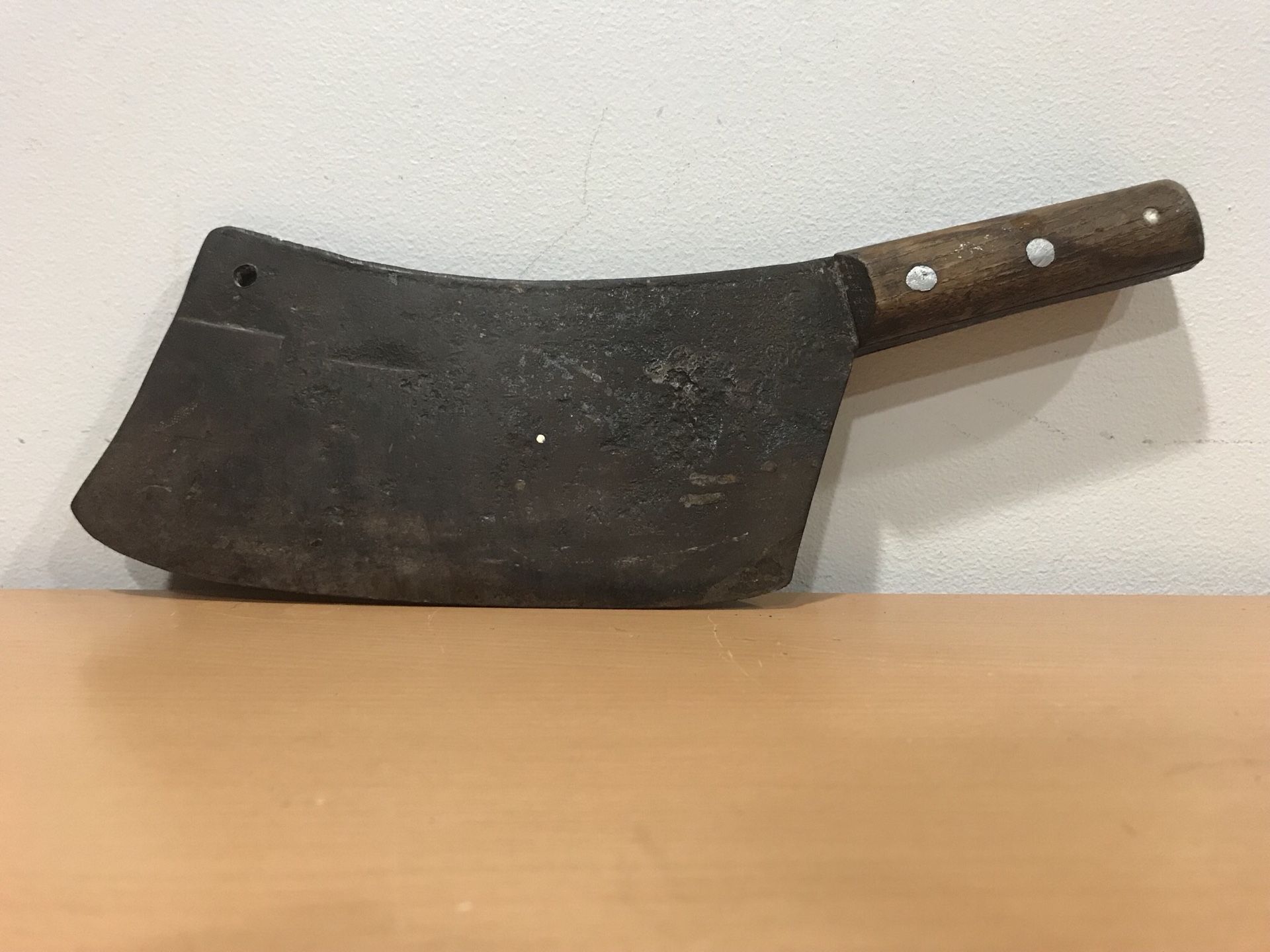 Antique Hand Forged Iron Butcher Meat Cleaver Vintage 12.25