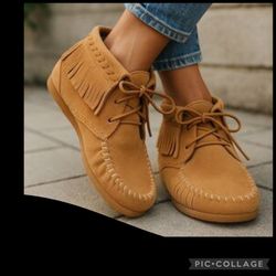 Mossimo Fringed MOCCASIN Ankle Booties. Genuine Suede! Sz 7.5