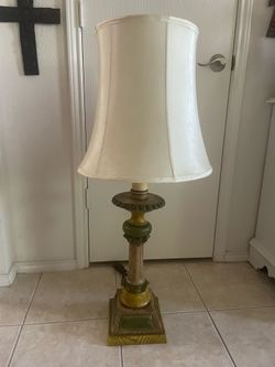 Unique 70’s molded wood tall table lamp