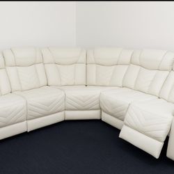 ALL WHITE LEATHER RECLINER SECTIONAL 🤍🤍🤍🤍