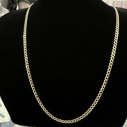 $925 Yellow Gold Cuban Diamond Cut Chain