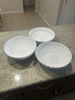 White Ceramic serving Bowls Set of 3