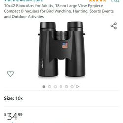 10x42 Binoculars for Adults, 18mm Large View Eyepiece Compact Binoculars for Bird Watching, Hunting, Sports Events and Outdoor Activities