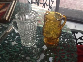 2 Vintage glass pitchers