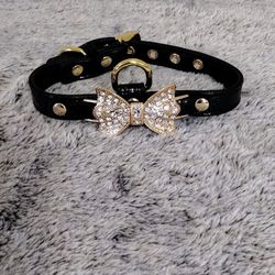 black bow tie rhinestone collar