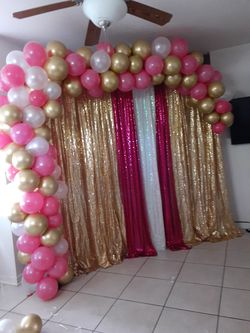 Backdrop and balloons