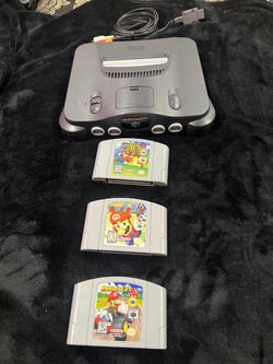 Nintendo 64 with 3 games