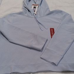 Light Blue Waffle Knit Pullover Hoodie XL